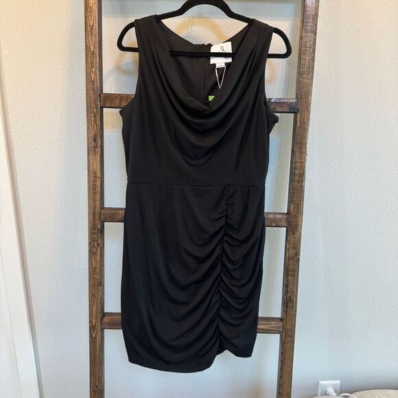 NWT Sam Edelman Black Cowl Neck Bodycon Mini Dress - Picture 5 of 5